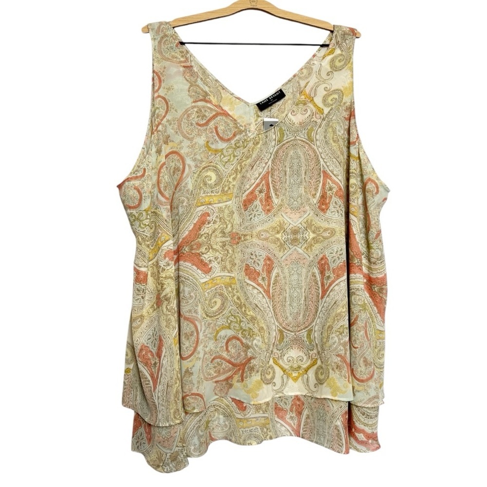 Nwt Lane Bryant Paisley Print Sleeveless Swing Top Chiffon Boho Size 28